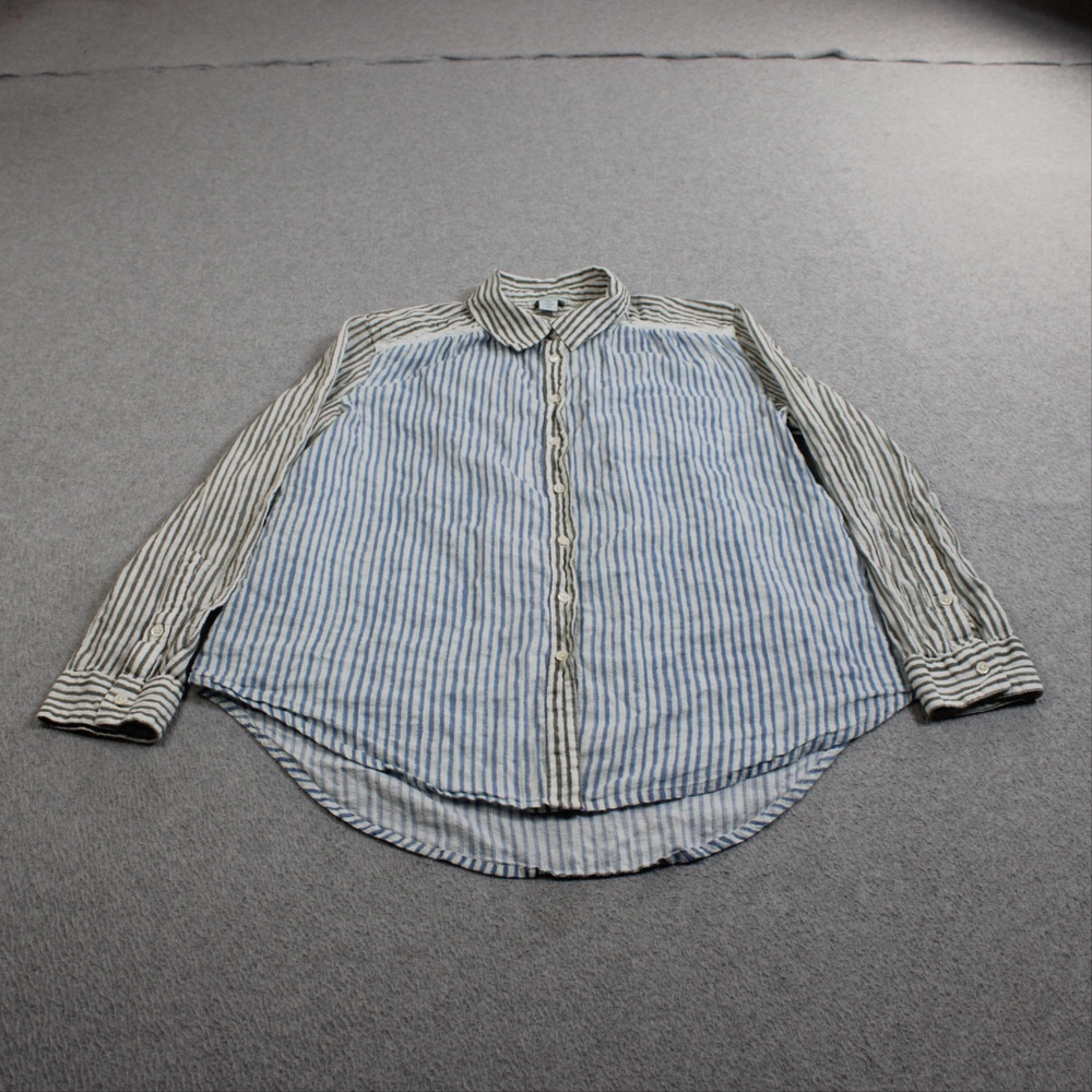 Sundance Shirt Women Small Petite Blue Stripe Button Cotton Lightweight Coastal